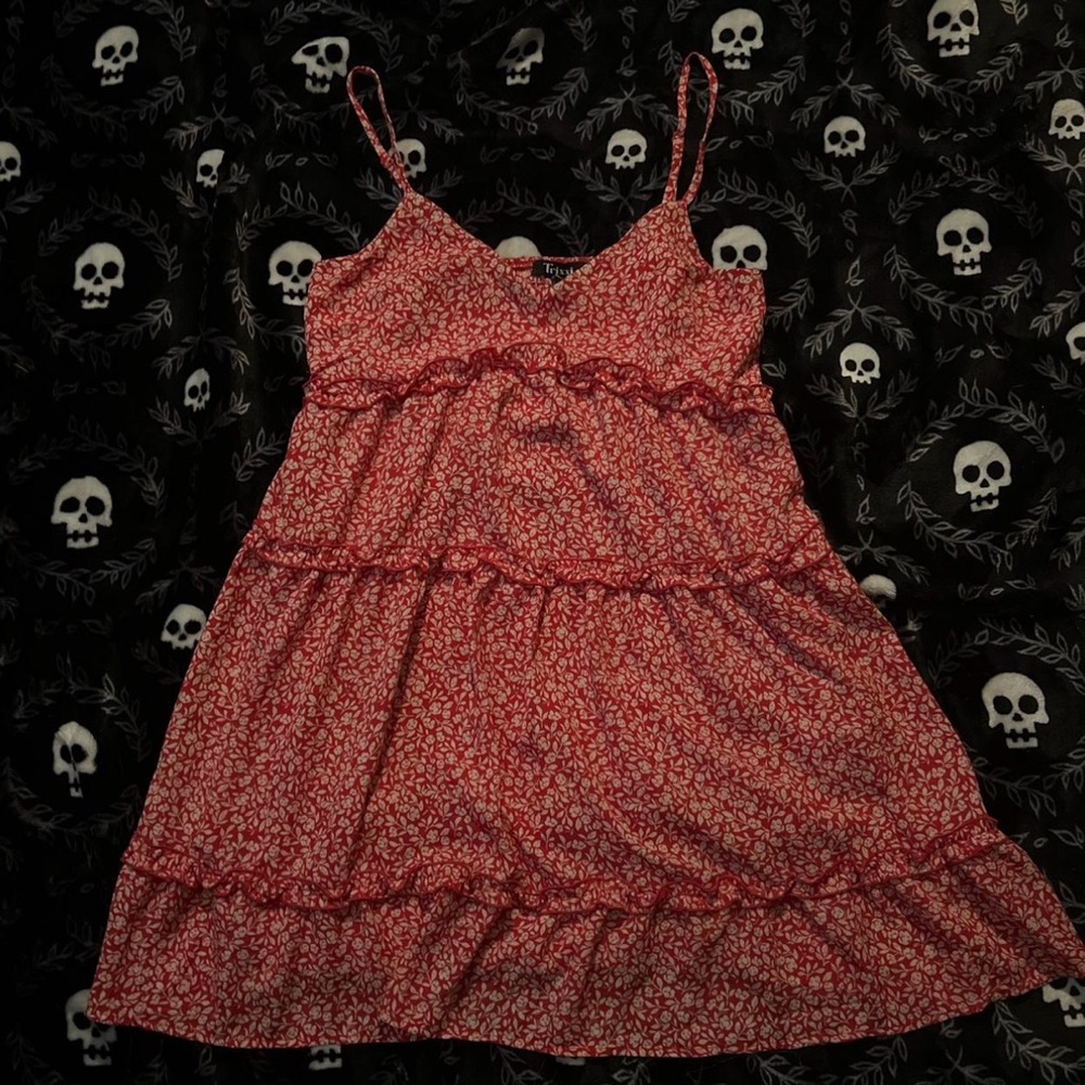 Trixxi Whimsical Red and White Floral Dress